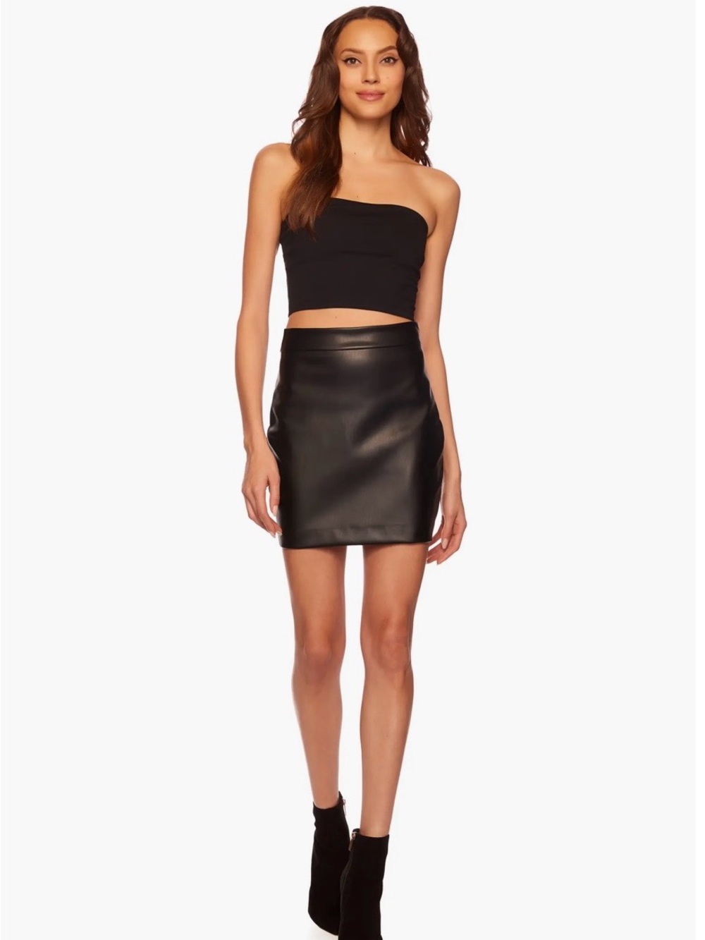 Susana Monaco Black Faux Leather Mini Skirt Medium NWT